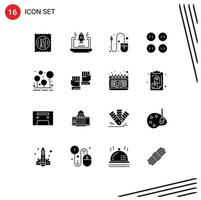 Editable Vector Line Pack of 16 Simple Solid Glyphs of survival forest hardware camping clothes Editable Vector Design Elements