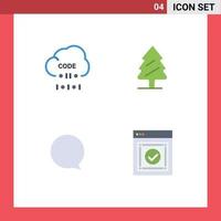 Pack of 4 Modern Flat Icons Signs and Symbols for Web Print Media such as cloud chat development pine interface Editable Vector Design Elements