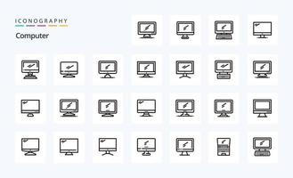 25 computadora línea icono paquete vector