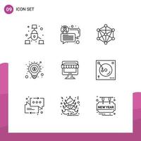 9 Thematic Vector Outlines and Editable Symbols of shopping ecommerce language marketing money Editable Vector Design Elements