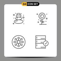 4 Universal Filledline Flat Colors Set for Web and Mobile Applications sauna cell farming sunflower laboratory Editable Vector Design Elements