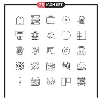 Universal Icon Symbols Group of 25 Modern Lines of shopping device project cart goal Editable Vector Design Elements