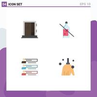 Modern Set of 4 Flat Icons Pictograph of door skills construction bottle forbidden people Editable Vector Design Elements