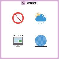 4 Universal Flat Icons Set for Web and Mobile Applications bin content trash rain screen Editable Vector Design Elements