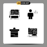 User Interface Pack of 4 Basic Solid Glyphs of book human mobile avatar dollar Editable Vector Design Elements