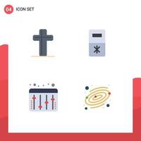 4 User Interface Flat Icon Pack of modern Signs and Symbols of celebration equalizer easter refrigerator planet Editable Vector Design Elements