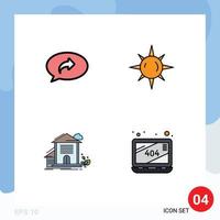 Set of 4 Modern UI Icons Symbols Signs for basic apartment right light office Editable Vector Design Elements