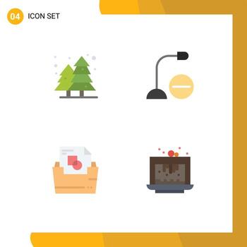paquete de 4 4 moderno plano íconos señales y símbolos para web impresión medios de comunicación tal como planta documento parque artilugio archivo carpeta editable vector diseño elementos