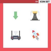 Pack of 4 creative Flat Icons of arrow router download strategy network Editable Vector Design Elements