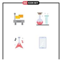 4 Flat Icon concept for Websites Mobile and Apps flag instrument chemistry laboratory phone Editable Vector Design Elements