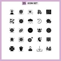 Universal Icon Symbols Group of 25 Modern Solid Glyphs of analysis man birthday fashion shelf Editable Vector Design Elements
