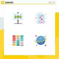 User Interface Pack of 4 Basic Flat Icons of board wirefram chemical love planet Editable Vector Design Elements