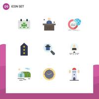 Pictogram Set of 9 Simple Flat Colors of star military student infographic data Editable Vector Design Elements