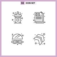 Line Pack of 4 Universal Symbols of classroom water seminar email arrow Editable Vector Design Elements