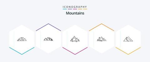 Mountains 25 Line icon pack including hill. mountain. mountain. tree. hill vector