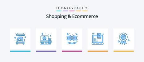 compras y comercio electrónico azul 5 5 icono paquete incluso premio. cinta. embalar. bolsa. tienda. creativo íconos diseño vector