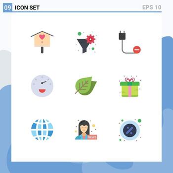 Modern Set of 9 Flat Colors and symbols such as leaf speed computers performance power Editable Vector Design Elements