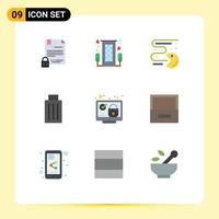 9 Universal Flat Colors Set for Web and Mobile Applications garbage been romance basket pacman Editable Vector Design Elements