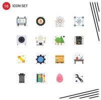 Pictogram Set of 16 Simple Flat Colors of programing design sport coding research Editable Pack of Creative Vector Design Elements