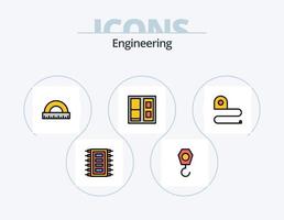 Ingenieria línea lleno icono paquete 5 5 icono diseño. . . casco. puerta. edificio vector