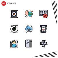 Universal Icon Symbols Group of 9 Modern Filledline Flat Colors of refresh good computers report keyboard Editable Vector Design Elements