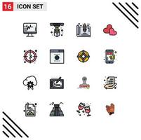 Universal Icon Symbols Group of 16 Modern Flat Color Filled Lines of countdown loves tools love plan Editable Creative Vector Design Elements