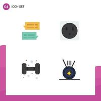 User Interface Pack of 4 Basic Flat Icons of chat training message socket medal Editable Vector Design Elements