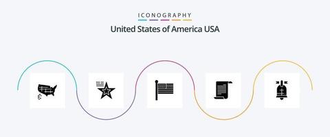 Estados Unidos glifo 5 5 icono paquete incluso anillo. EE.UU. bandera. americano. archivo vector