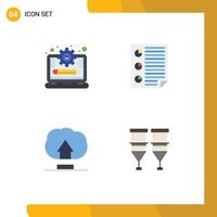 Mobile Interface Flat Icon Set of 4 Pictograms of laptop interface progress four user Editable Vector Design Elements