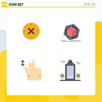 Mobile Interface Flat Icon Set of 4 Pictograms of close hand cancel modification building Editable Vector Design Elements