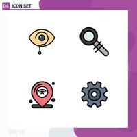 Set of 4 Modern UI Icons Symbols Signs for curious internet knowledge look iot Editable Vector Design Elements