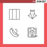 Group of 4 Modern Filledline Flat Colors Set for grid phone heart tie file Editable Vector Design Elements