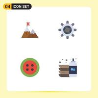 Group of 4 Flat Icons Signs and Symbols for success wheel goal peak fruit Editable Vector Design Elements