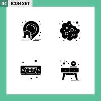 Pictogram Set of 4 Simple Solid Glyphs of estate input real eat vga Editable Vector Design Elements