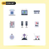 9 Thematic Vector Flat Colors and Editable Symbols of newspaper news credit media payment Editable Vector Design Elements