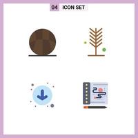 User Interface Pack of 4 Basic Flat Icons of activities tree game environment circle Editable Vector Design Elements