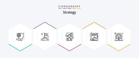 estrategia 25 línea icono paquete incluso . engranaje. negocio. concepto. estrategia vector