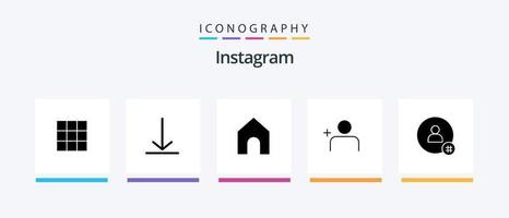 Instagram Glyph 5 Icon Pack Including contact. tweet. instagram. hash tag. sets. Creative Icons Design vector