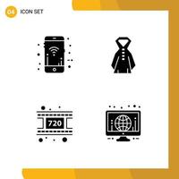 Mobile Interface Solid Glyph Set of Pictograms of mobile video wifi rainy monitor Editable Vector Design Elements