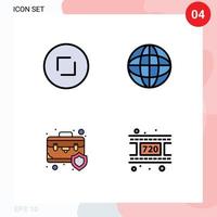 Set of 4 Modern UI Icons Symbols Signs for arrows briefcase zoom internet insurance Editable Vector Design Elements