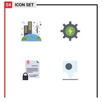 User Interface Pack of 4 Basic Flat Icons of energy contract wind solar document Editable Vector Design Elements