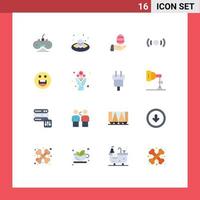 Group of 16 Flat Colors Signs and Symbols for emojis ui hand signal basic Editable Pack of Creative Vector Design Elements