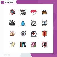 Set of 16 Modern UI Icons Symbols Signs for flag truck ecg pickup beat Editable Creative Vector Design Elements