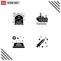 Pack of 4 Modern Solid Glyphs Signs and Symbols for Web Print Media such as barn traffic thanksgiving transport medical Editable Vector Design Elements