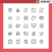 Group of 25 Modern Lines Set for document content shuttle archive question Editable Vector Design Elements