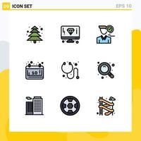 Set of 9 Modern UI Icons Symbols Signs for medical season clock october autumn Editable Vector Design Elements