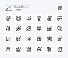 Tab Bar 25 Line icon pack including text. bubble. upload. list. check list vector