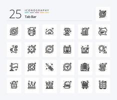 Tab Bar 25 Line icon pack including text. bubble. upload. list. check list vector