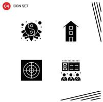 User Interface Pack of 4 Basic Solid Glyphs of chinese bathroom yin shop front fan Editable Vector Design Elements