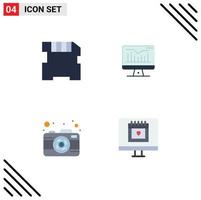 Universal Icon Symbols Group of 4 Modern Flat Icons of card picture computer monitor calendar Editable Vector Design Elements